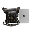 Punk Waist Leg Bag Black PU Chain and Motorcycle Style