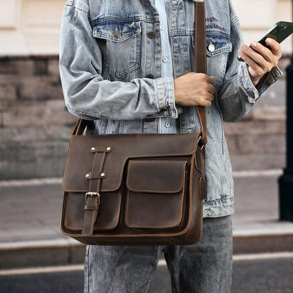 Real Leather Laptop Messenger Bag