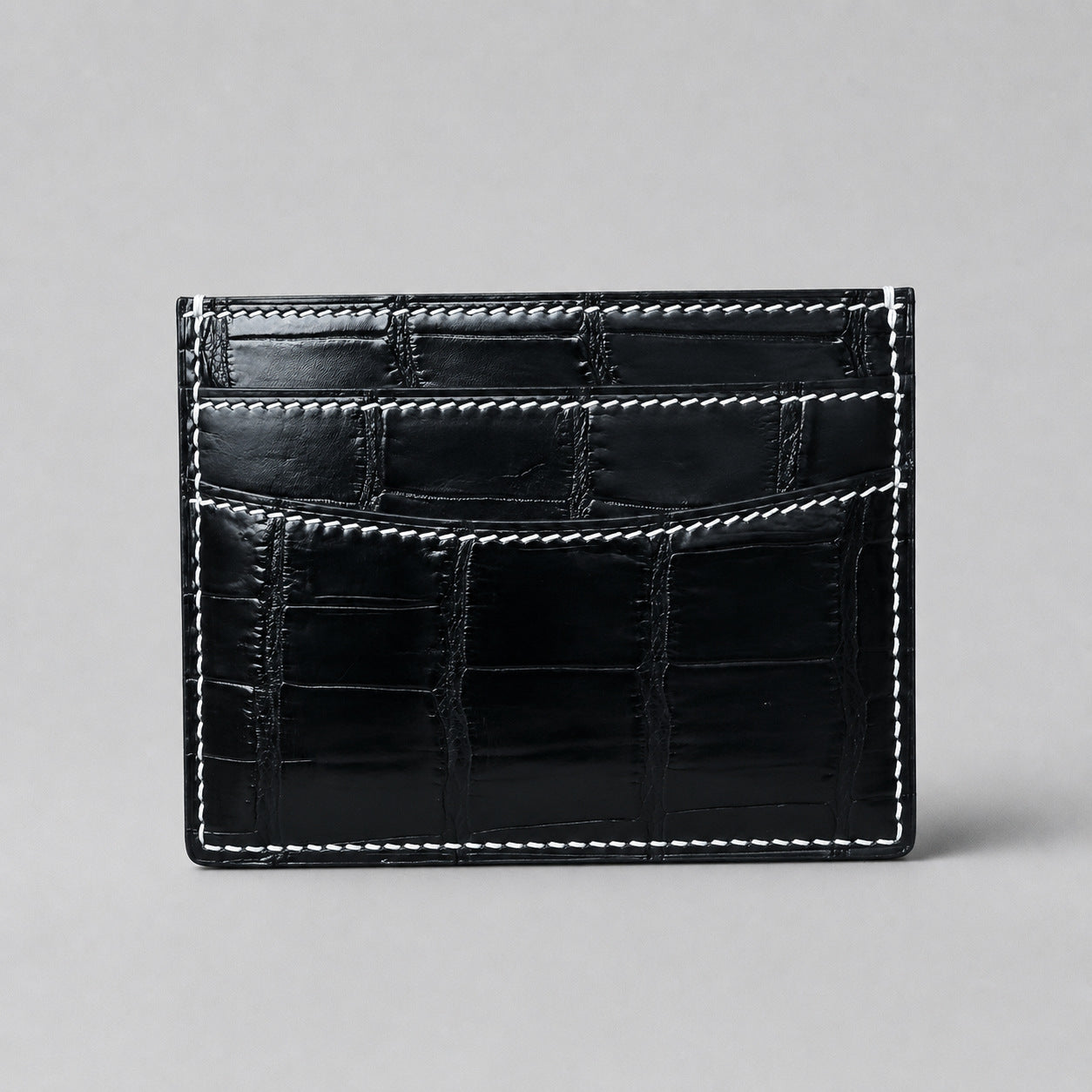 Black Crocodile Leather Card Holder for Men