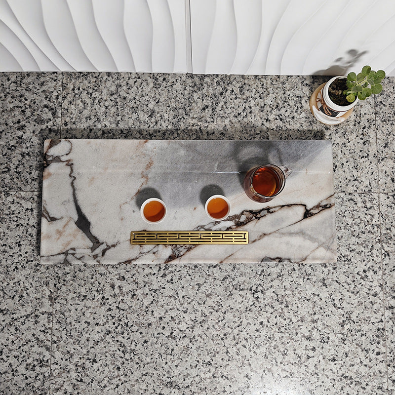 Elephant White Marble Tea Tray Luxury Stone Brewing Board