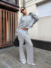 Silver Sequin High Waisted Wide Leg Pants Women