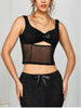 Black mesh camisole top with bow detail