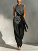 Women’s Two Piece Sleeveless Tie Waist Wide Leg Pant Set
