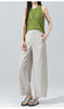 Women’s linen pants with cropped wide leg drape