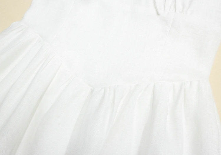 White linen a line midi sundress square neck summer