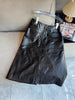 New waxed cowhide slit midi skirt