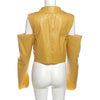 Cropped Faux Leather Jacket for Women with Detachable Sleeves