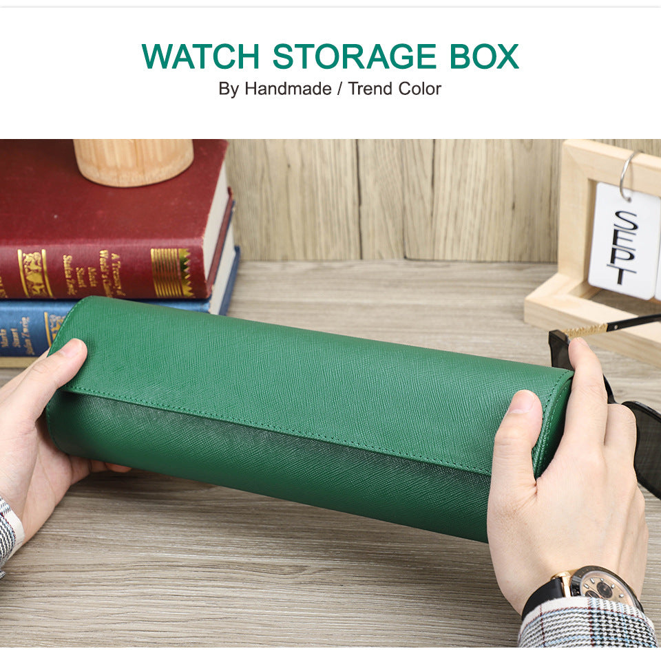 Leather Luxury Watch Box 4 Slot Men’s Watch Display Case