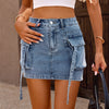 Denim Low Rise Mini Skirt