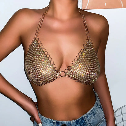 Gold Chainmail Festival Bra & Skirt Set