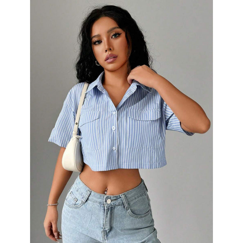 cropped striped shirts for women