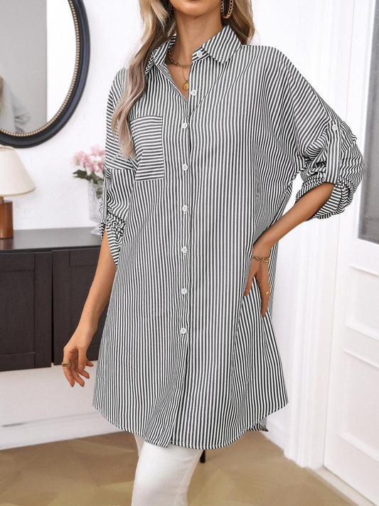 Women's Striped Printed Casual Long Sleeve Shirt