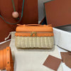 Handwoven Rattan and Leather Crossbody Summer Bag