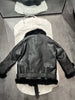 Women Leather Jacket with Real Fur Lining Moto Bomber Style