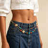 Women's Bohemian Beaded Waist Chain Gold Tone Layered Belt
