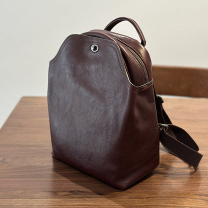 Brown Leather Backpack for Women Soft Cowhide Travel Bag
