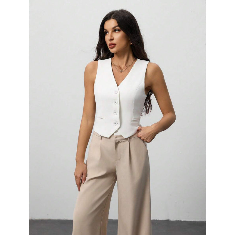 Women Causal Work Vest Blazer
