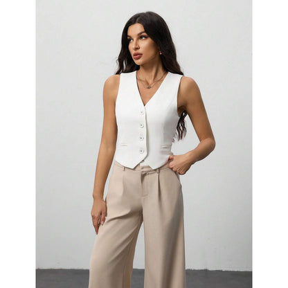 Women Causal Work Vest Blazer