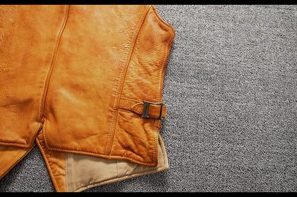 Men Vintage Brown Genuine Leather Vest