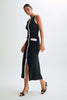 Black Contrast Trim Sleeveless Button Knit Dress