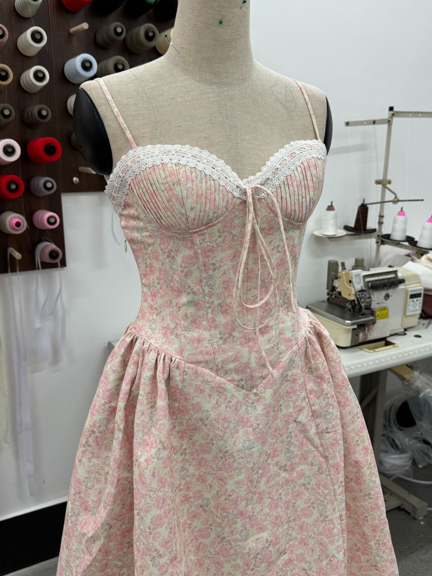 pink corset midi dress seaside vacation sleeveless flowy summer fit
