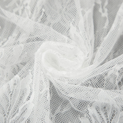 Women’s White Lace Jacquard Midi Skirt  See-Through