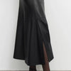 Women’s Genuine Leather High Waist Midi Skirt