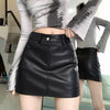 High Waist Black PU Leather Mini Skirt for Women