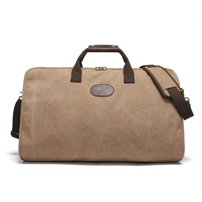 Canvas Garment Bag with Top-Grain Cowhide Leather and Foldable Suit Carrier