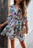 Ruffle Floral Wrap Mini Dress Boho Summer Dress