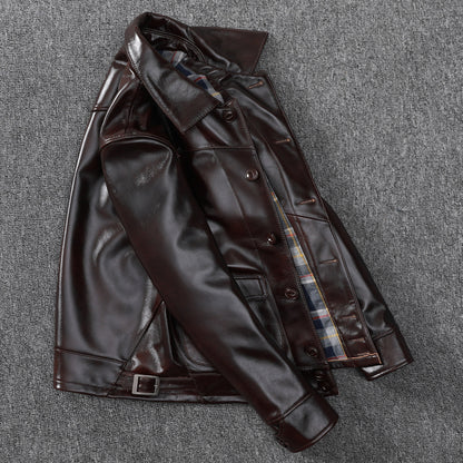 Men’s Genuine Leather Aviator Jacket Wax Finish Flight Style