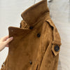 Women Cropped Suede Short Trench Jacket with Belt
