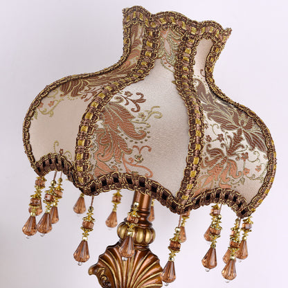 Vintage resin table lamp with fabric shade