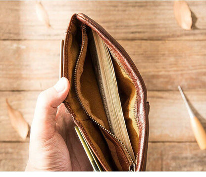 Men’s Genuine Leather Short Wallet with Coin Pocket