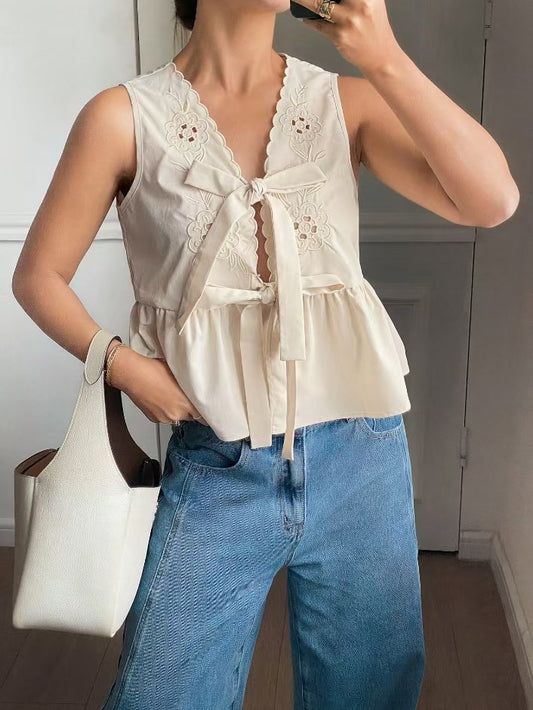 Camisole with Contrast Belt and Square Neckline