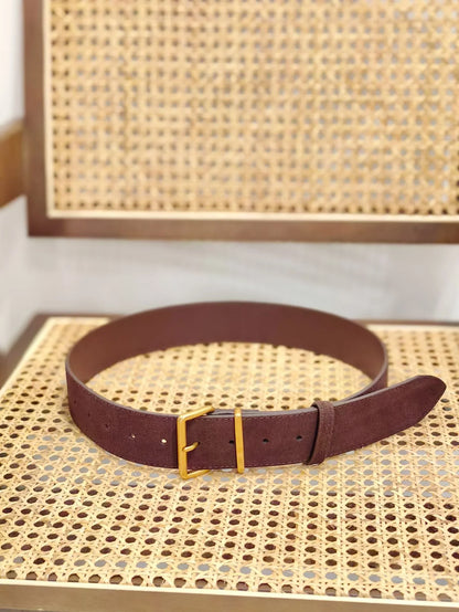 Women suede leather wide belt for coats