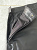 Irregular Cut Leather Wide Leg Pants for Women Cropped Straight Fit