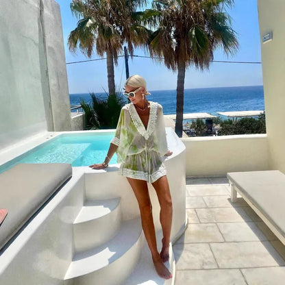 Beachfront boho chiffon v neck romper