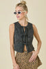 Denim Summer Top Women Sleeveless Front Open