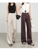 Women wide leg trousers in tencel linen fabric