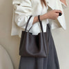Women Soft Top Grain Leather Bucket Bag