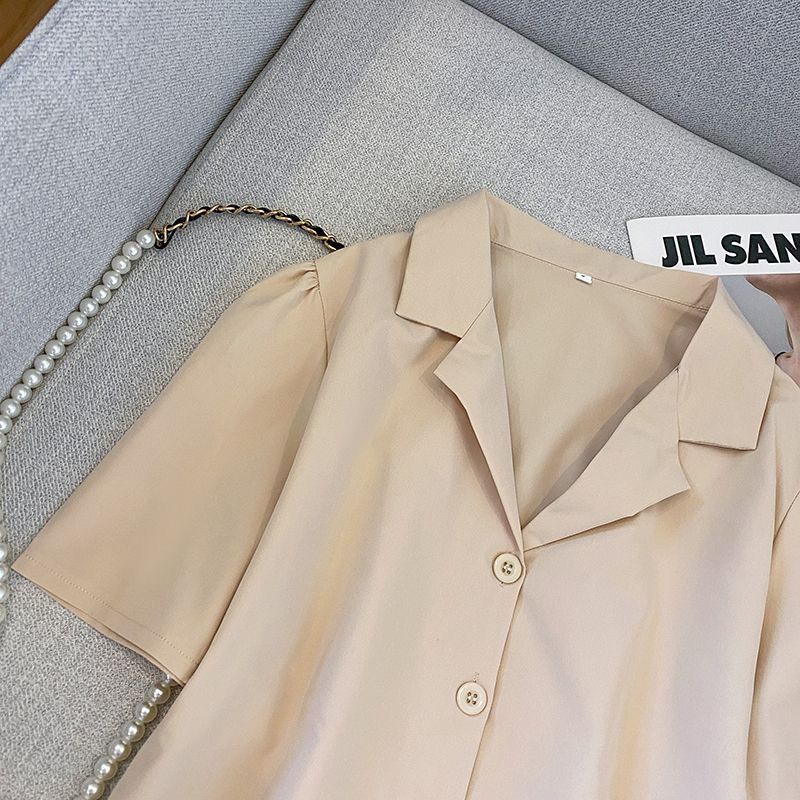 Lapel Neck Button Up Blouse