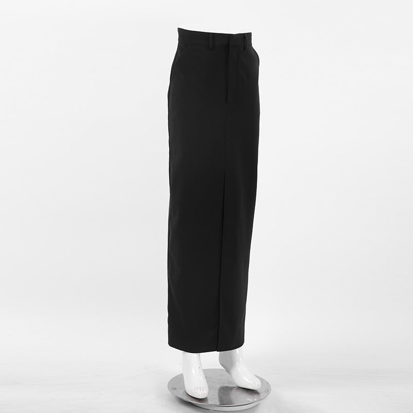 Fabric Midi Skirt with High Slit