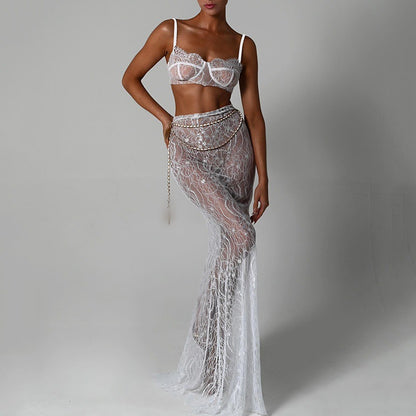 Sheer Lace Two Piece Fishtail Set