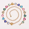 Women’s Multicolor Heart Chain Belt with Gold Tone Links