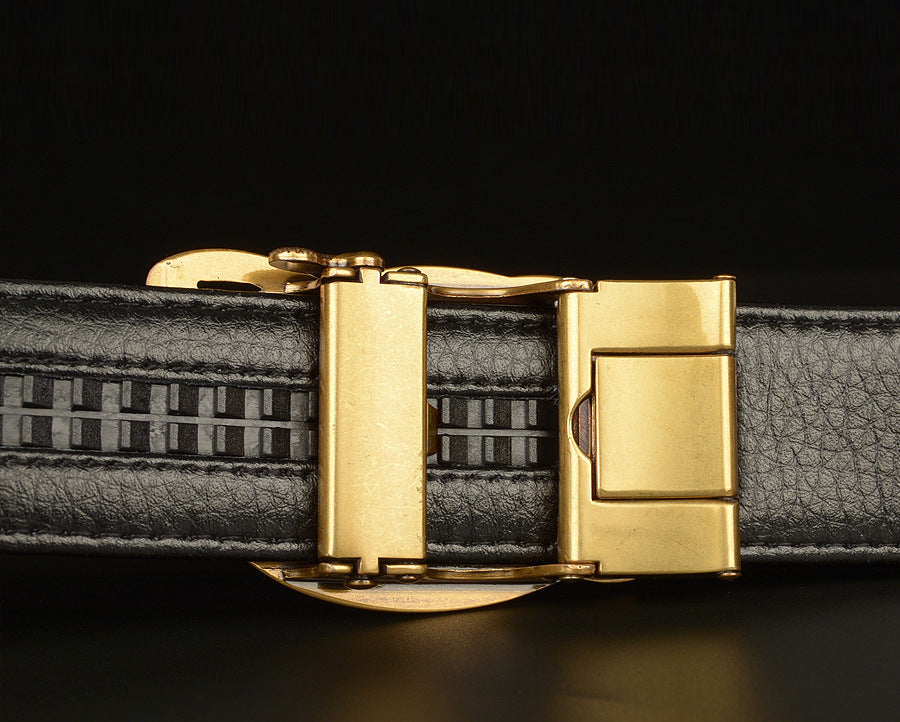 Men’s Leather Belt with Intertwined Crocodile Buckle