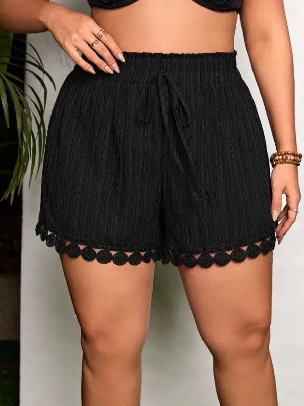 women lace trim ruffle shorts for festivals