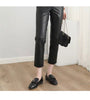 Women’s High Waisted Black Cropped Leather Pants