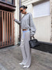 Silver Sequin High Waisted Wide Leg Pants Women