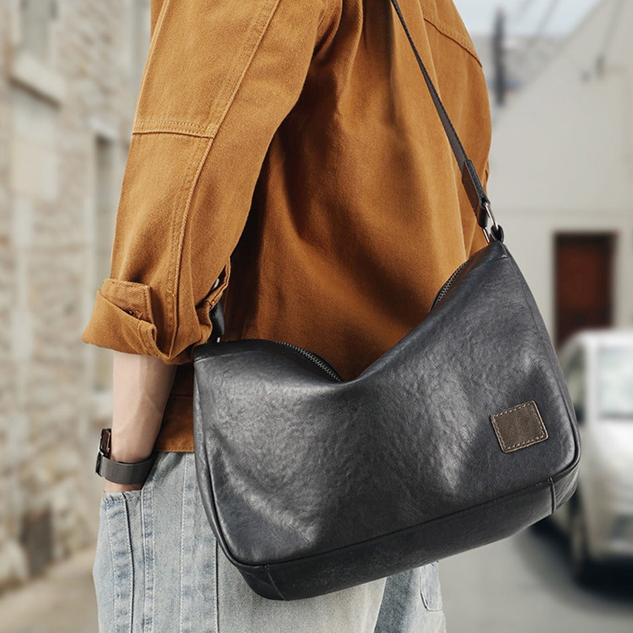 Genuine Leather Men’s Messenger Crossbody Bag